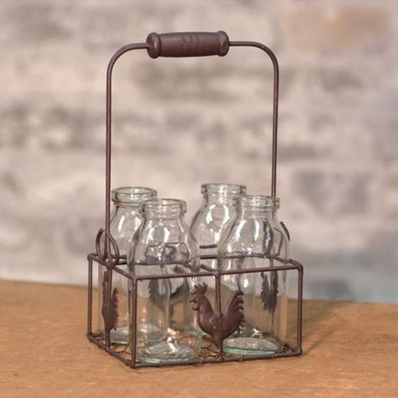 Other - NWT 4 Bottles W/Wire Rooster Carrier